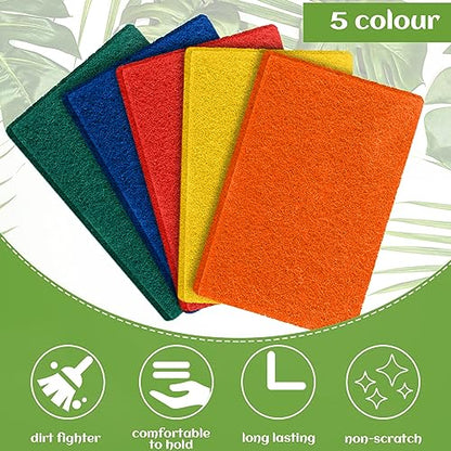 Hoolerry 100 Pcs Heavy Duty Scouring Pads Bulk for Kitchen Dish, Multicolor - color: Multicolor