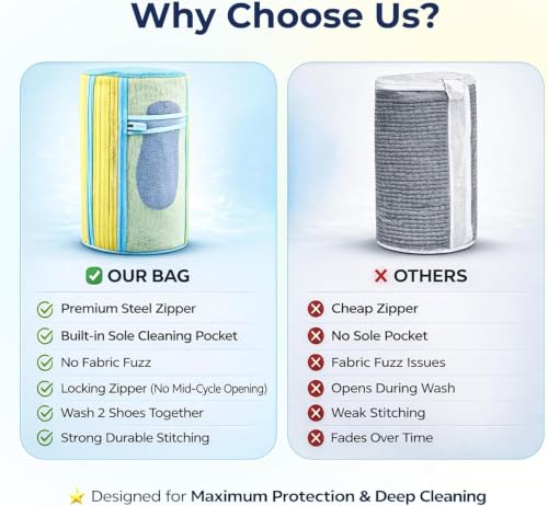 8-Piece Shoe Washing Machine Bag & Dryer Bag for Shoes 4x Each - 360° Thick Protection, Highly Durable Mesh Sneaker Washer w/Zipper Lock – Deep Cleaning Sneaker Laundry Bag for Spotless Shoes - color: Yellow 8pcs