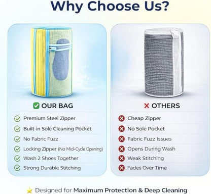 8-Piece Shoe Washing Machine Bag & Dryer Bag for Shoes 4x Each - 360° Thick Protection, Highly Durable Mesh Sneaker Washer w/Zipper Lock – Deep Cleaning Sneaker Laundry Bag for Spotless Shoes - color: Yellow 8pcs