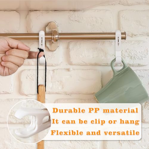 20 Pack Laundry Hooks with Clips, Heavy Duty Clothes Pins & Single Clip Hangers, Outdoor Closet Organizer for Socks, Towels, Bathroom, Kitchen