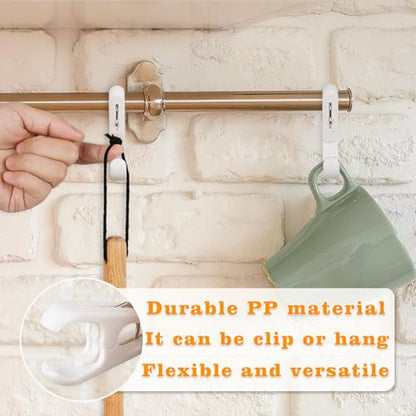 20 Pack Laundry Hooks with Clips, Heavy Duty Clothes Pins & Single Clip Hangers, Outdoor Closet Organizer for Socks, Towels, Bathroom, Kitchen