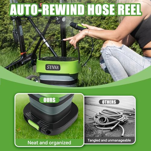 SYNNA Portable Cordless Electric Sprayer with Auto-Retractable Hose Reel
