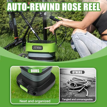 SYNNA Portable Cordless Electric Sprayer with Auto-Retractable Hose Reel