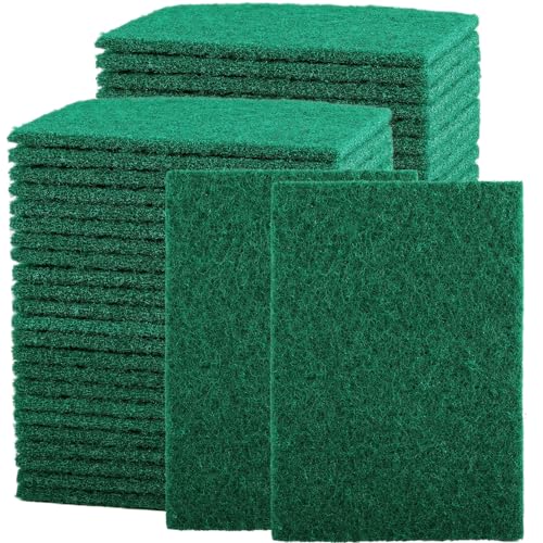50 Pcs Scouring Pads, 4x6in, Green