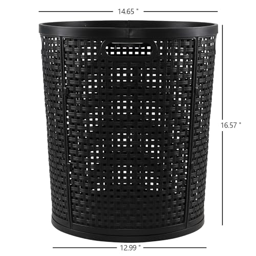 Vababa 40 L Tall Plastic Laundry Basket, Clothes Laundry Hampers, Black