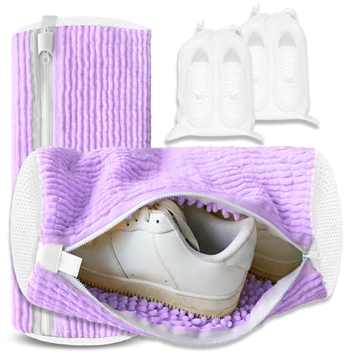 2Pcs Reusable Shoe Washing Machine Bag for Washer and Dryer:Free Up Hands, Prevent Deformation,shoe bag with Zipper Protection Design, Use for all Shoes,Sports Shoes - color: H-2Pcsf-Purple