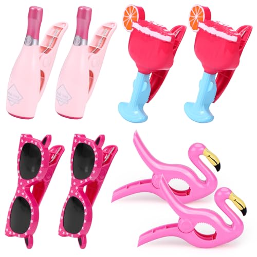 8 Pcs Beach Towel Clips for Beach Chair Flamingo Beach Towel Holders Clothes Pins Decorative Beach Clips Colorful Towel Clips for Chairs Cruise Patio Beach Pool Home - color: Style B-8 Pcs