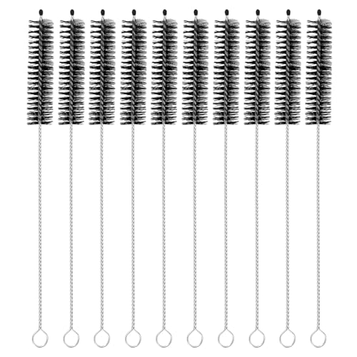 uxcell 10Pcs Drinking Straw Cleaning Brushes, 8" x 5/8" Nylon Bristles Long Straw Brush Pipe Cleaner for Washing Straws Pot Spout, Sippy Cup, Bottle and Tube (Black) - color: Black, size: 8" x 5/8"