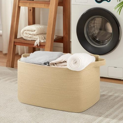 OIASKET 95L Extra Large Blanket Basket, 24" x 16.9" x 14.2" Woven Basket - color: Jute, size: 24"x16.9"x14.2"