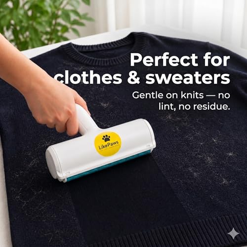 Pet Hair Remover, Reusable Self-Cleaning Lint Roller for Dog & Cat Hair, Fur Remover for Furniture, Couch, Carpet, Clothes, Bedding & Car, No Adhesive, No Refills, Multi-Surface