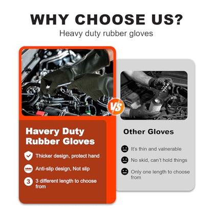 North Tower Heavy Duty Rubber Gloves, Industrial Gloves,Black （18in,1 pair） - size: 18“