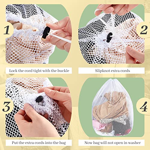 40 Pcs Mesh Laundry Bags Bulk with Drawstring 20 x 24'' White Heavy Duty Mesh Bag Machine Washable Sturdy Large Net Laundry Wash Bag for Dormitory College Apartment Travelling Camping