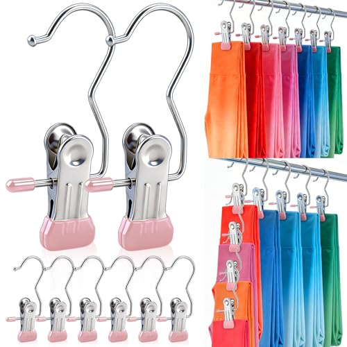 30 Pack Pants Hangers with Clip，Legging Organizer and Jean & Shorts Hangers - color: Pink