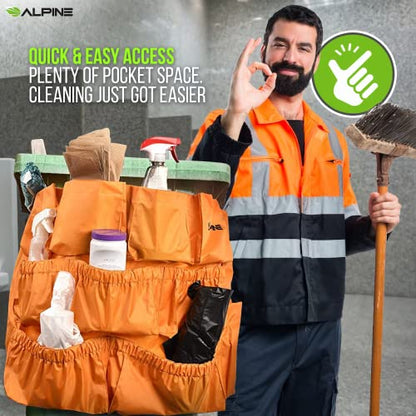 Alpine Trash Can Caddy Bag for Commercial Cleaning with 12 Pockets - size: 1-pack