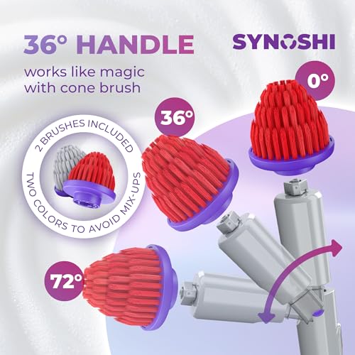 Synoshi PRO Electric Spin Scrubber with Long Handle & Cone Brush Heads - size: Synoshi PRO With Long Handle