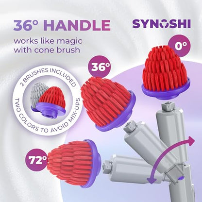 Synoshi PRO Electric Spin Scrubber with Long Handle & Cone Brush Heads - size: Synoshi PRO With Long Handle