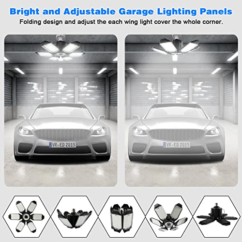 LED Garage Light - 160W LED Garage Ceiling Lights 16000LM Super Bright Garage Lighting with 6 Deformable Panels E26/E27 Screw in Led Shop Lights for Basement Workshop Warehouse Attic - size: 160W - 1Pack