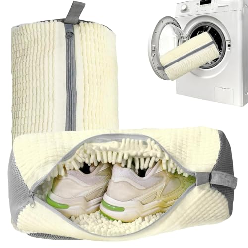 Shoe Washing Machine Bag 2pcs Laundry Bags for Washer & Dryer Deep Cleaning Machine for All Shoes Type Shoe Cleaning Bag with Zipper (Beige) - color: Beige 2Pcs