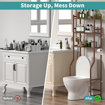 3-Tier Over Toilet Storage, Anti-Tip, Bronze - color: G-bronze