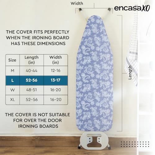 Encasa XO Ironing Board Cover and Pad, Large, 54"x15" - Blue - color: Blue, size: Large