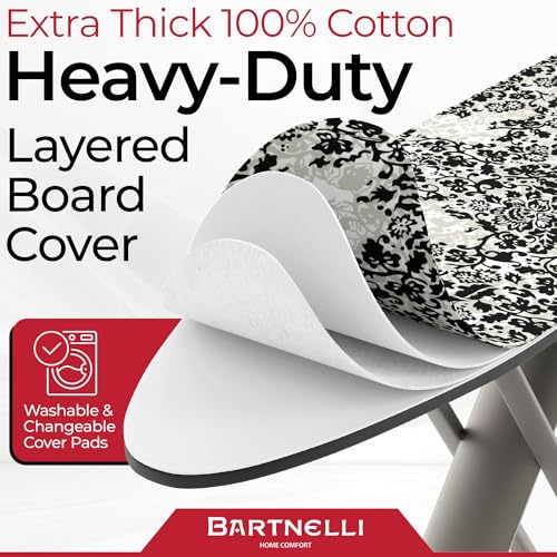 Bartnelli Pro Luxury Ironing Board - Extra Wide 51x19 Ironing Surface, Ultra-Premium Aluminum Build, Includes Steam Iron Rest, Adjustable Height, Foldable, European Made - style: Luxury-Orignal