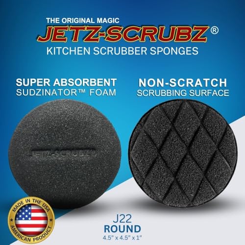 Jetz-Scrubz Scrubber Sponge, J22/3, Round, Set of 3, Made in the USA,3 Count (Pack of 1) - style: Round, Set of 3