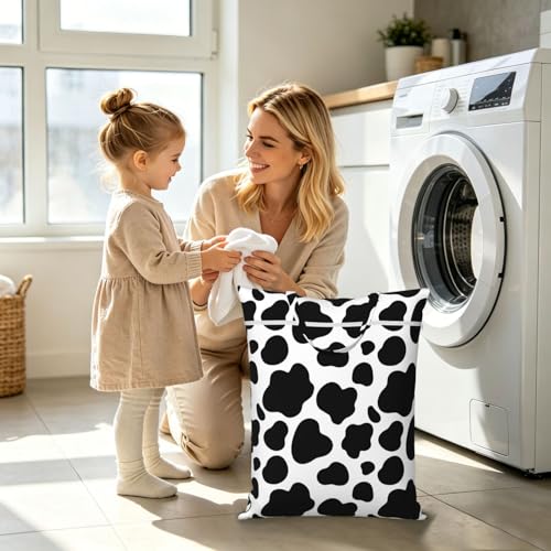 Cows Print Travel Laundry Bag Washable Dirty Clothes Bag for Gym - color: Cows Print