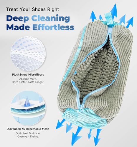Shoe Washing Machine Bag 2-Pack, Reusable Heavy Duty Laundry Bag - 360° Deep Clean for Sneakers, Tennis Shoes in Washer & Dryer, Prevents Deformation, Grey - color: Grey