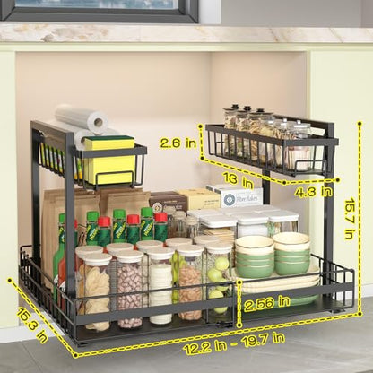 NADAMOO Expandable Under Sink Organizer, 2-Tier Pull Out Cabinet Organizer