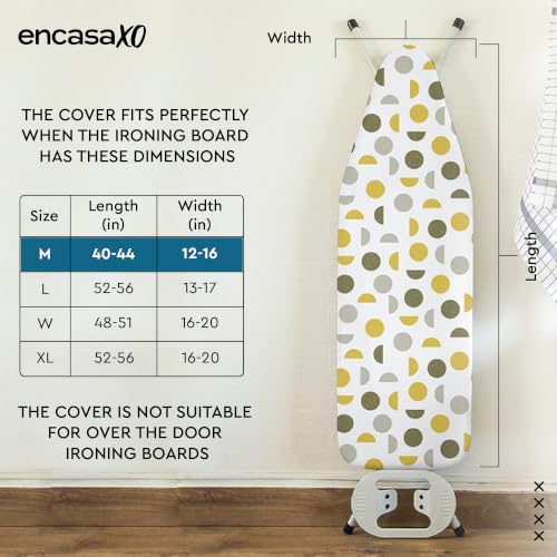 Encasa XO Ironing Board Cover and Pad 42"x14" Medium, Thick Felt - color: Daisy Blue, size: Medium (42"x14")