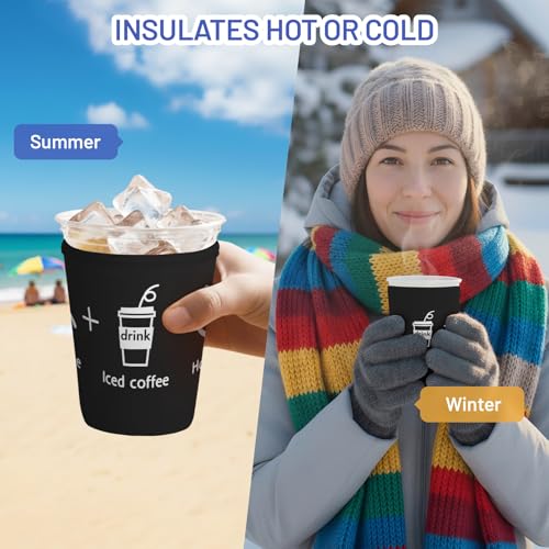 Iced Coffee Sleeve Reusable Neoprene Cup Sleeves, Happy Me - color: Happy Me