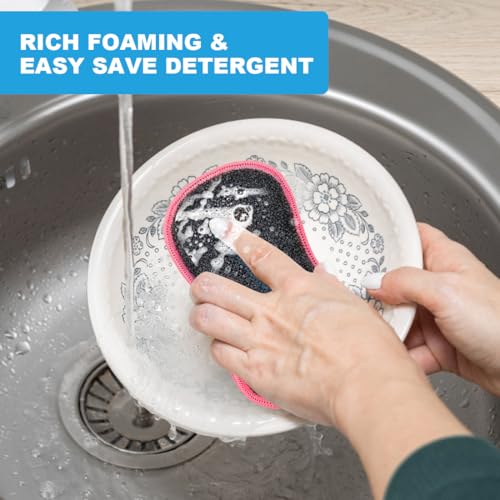 HOMEXCEL Dish Sponge 12 PK, Microfiber Kitchen Sponges for Cleaning, Pink - color: Pink