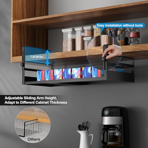 AmonHouseware 2Pack Expandable Under Shelf Storage Basket Organizer,Black - color: Black