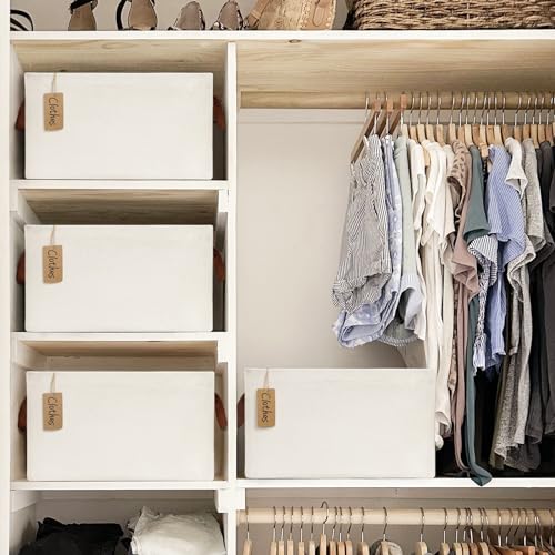 CHICVITA 30L Large Fabric Closet Baskets for Shelves, 4Pack, Beige - color: Beige 4-Pack, size: 16 ¾" L x 11" W x 9 ¾" H