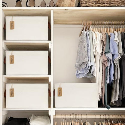 CHICVITA 30L Large Fabric Closet Baskets for Shelves, 4Pack, Beige - color: Beige 4-Pack, size: 16 ¾" L x 11" W x 9 ¾" H