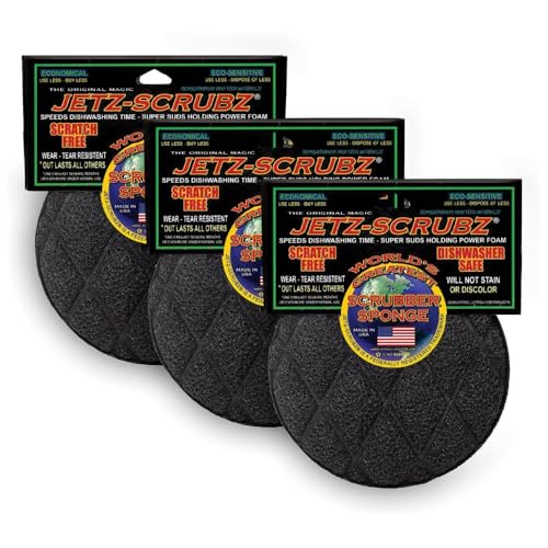 Jetz-Scrubz Scrubber Sponge, J22/3, Round, Set of 3, Made in the USA,3 Count (Pack of 1) - style: Round, Set of 3