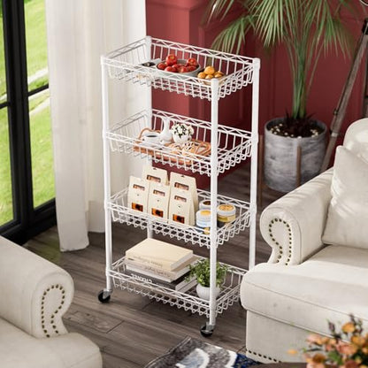 SINGAYE 6 Tier Shelf Wire Shelving Adjustable Storage Shelves Basket Rack - color: White, size: 4-Tier[17"Dx12"Wx50"H]