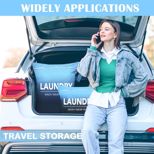 2 Pcs Large Travel Laundry Bag Waterproof Wet Dry Bag Washable Dirty Clothes Bag Bathing Suit Workout Bag for Gym Clothes Laundry Wet Clothes Swimming Yoga - color: Black+Blue