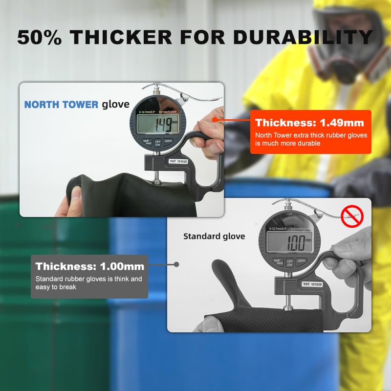 North Tower Heavy-Duty Latex Chemical Resistant Gloves,Long Rubber Gloves ﻿ - size: 22”