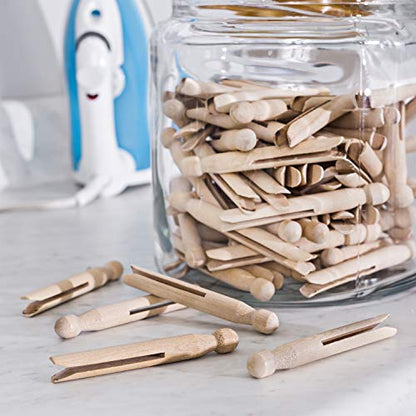 Honey-Can-Do 100 Pack Round Birch Wood Clothespins, Durable Wood Clips For Hanging Clothes, Pins, And Laundry, For Organizing, Drying & Everyday Use, Practical Hanging Solutions, Reliable Wooden Clips - size: 100-Pack
