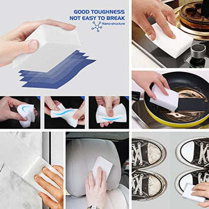 50 Pack Melamine Sponges, Magic Sponge Eraser, Durable Multi-Purpose Premium Melamine Foam Eraser for All Oil Stains, Coffee Cup Stains, Bathroom, Kitchen, Leather, Shoes, Walls, car interiors. - color: 50pc