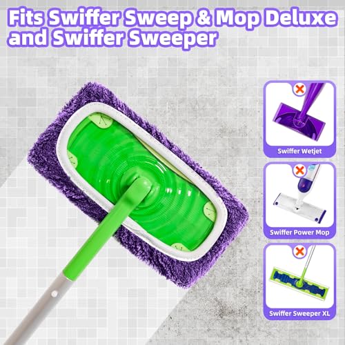 Reusable Mop Pads Fit Swiffer Sweeper Mop, Microfiber Wet Pads Refill - color: Purple, size: 6 Pack