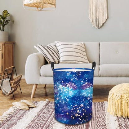 Laundry Hamper, 43L Round Universe Sky Laundry Basket - color: blue