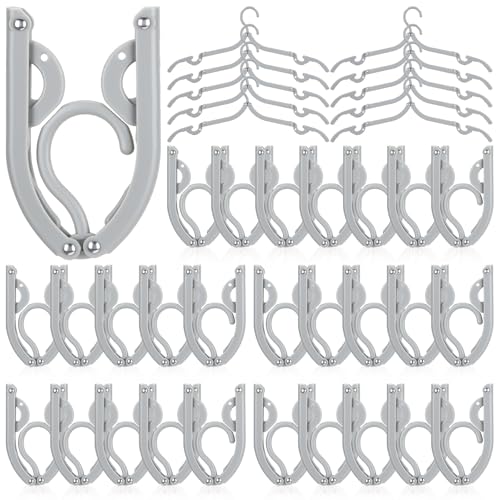 Sieral 40 Pcs Foldable Travel Hangers Plastic Portable Folding Clothes Hangers Cruise Ship Essentials for Travel Cruises Suitcase Dormitory School Hotel Women Laundry Coat Bag Drying (Gray) - color: Gray