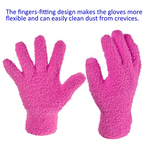 M METERXITY Dust Removal Gloves - Household Cleaning Mitts Soft & Durable, Apply to Kitchen/Garden/Room - color: Rose Red