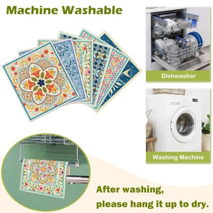 6 Pcs Swedish Paper Cloths for Kitchen, Reusable Paper Towels Washable - color: Fish Ornamentation