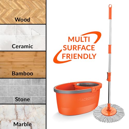 Macromax Spin Mop and Bucket Set, 360 Rotating Microfiber Mop - style: Faster Spin Mop set + 1 Refill