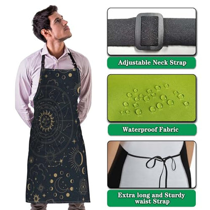 Cook Apron for Women Magic Astrology with Constellations Fun Aprons for Men for Kitchen Cooking Restaurant BBQ Painting Crafting 27” (W) x 31” (H), Waterproof Apron - color: Astrology
