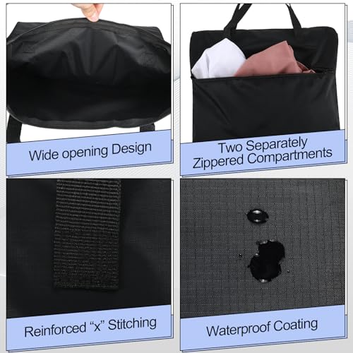 Oudain 2 Pcs Travel Laundry Bags Waterproof Dirty Clothes Bag, Black, Blue - color: Black, Blue