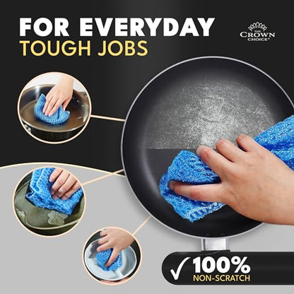 Non Scratch Dish Scrubbers for Cleaning Dishes (12 PK) - Reusable Kitchen Sponge - Replace Dish Sponges for Washing Dishes - Best Household Scrubbing Pad & Alternative Dishwashing Scrub Pads Supplies - color: Blue 12 Pk